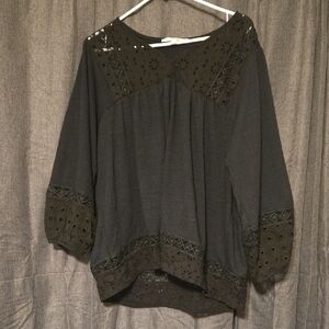 Chic Black Women's Blouse with Lace Accents